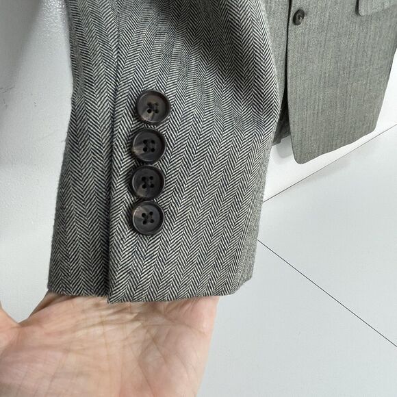 RALPH LAUREN MENS Sport Coat Blazer GRAY Herringbone SILK & WOOL 46L - Picture 3 of 10